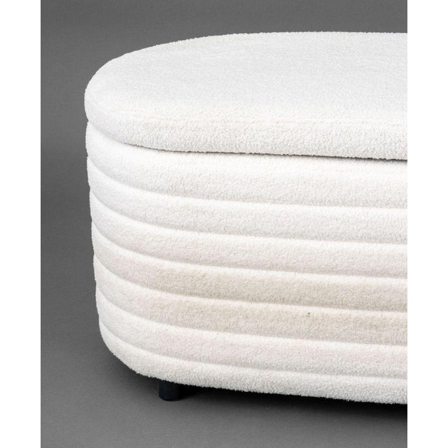 Contemporary Contemporary Boucle Upholstered Storage Bench For Sale - Image 3 of 9