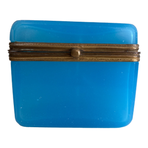 French Blue Opaline Glass Box