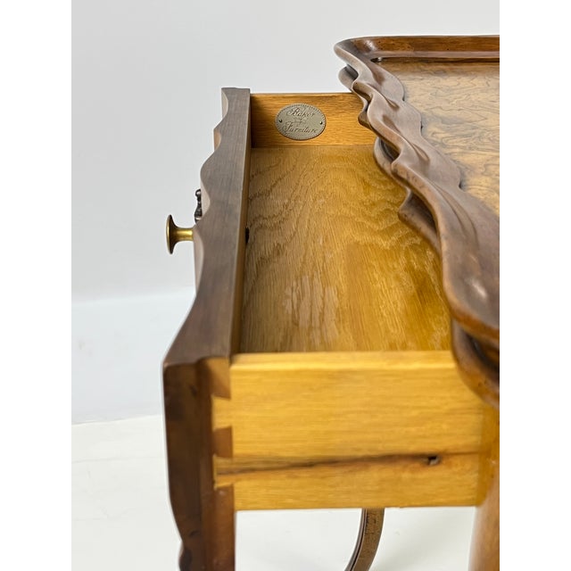 French Provincial Vintage Baker Furniture French Provincial Louis XV Burl Wood Side Table For Sale - Image 3 of 15