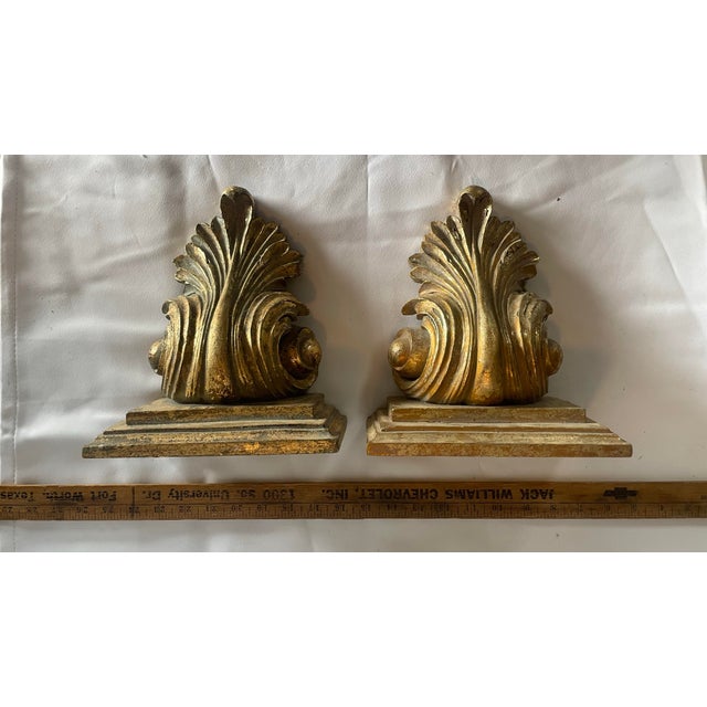 Vintage Ornate Faux Gold Giltwood Wall Sconces For Sale In Dallas - Image 6 of 6
