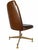 Late 20th Century Vintage B. Brody Seating Co. Mid-Century Modern Swivel Chair – Black Ribbed Vinyl & Woodgrain Pattern For Sale - Image 5 of 8