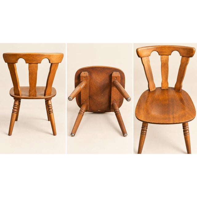Rustic Bistro Chairs in Honey Beech, 1950s, Set of 9 For Sale - Image 4 of 10