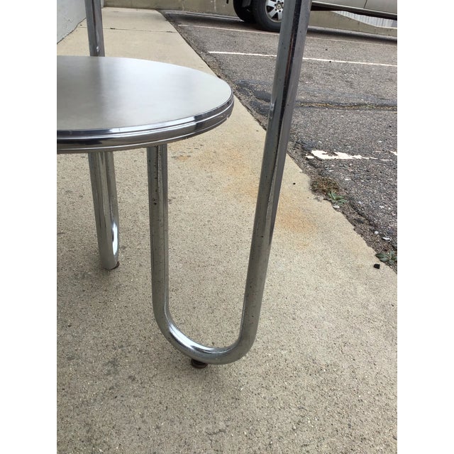 Beige Royal Chrome Round 2-Tier Side Table Circa 1930's For Sale - Image 8 of 12