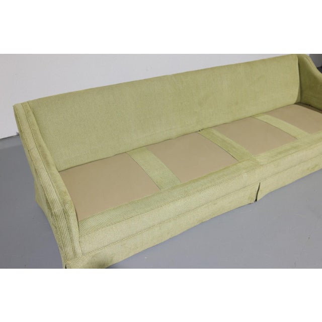 Vintage Oversized Mid-Century Green Upholstered Sofa | Circa 1970s For Sale - Image 12 of 17