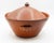 Circa 1930s Ben Owen I large pottery covered bowl. Pumpkin glazed with wonderful signs of use such as burned bottom, etc....