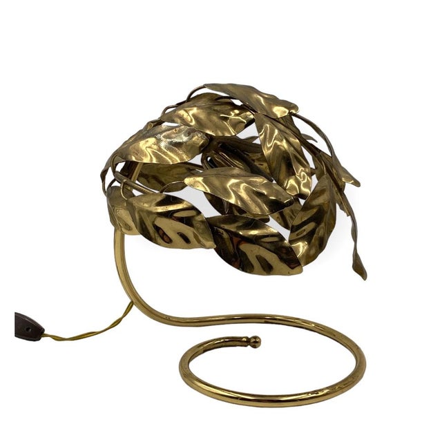 Hollywood Regency Brass Leaves Table Lamps, 1970s, Set of 2 For Sale - Image 4 of 18