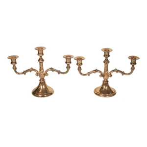 Mid Century French Art Nouveau Silver Plate Candelabras