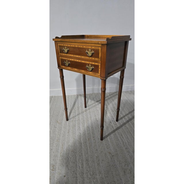 Wood 2-Drawer Side Table, 1900s For Sale - Image 7 of 9