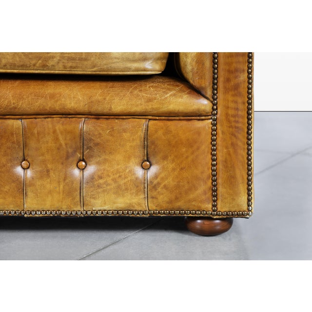 Wood Vintage English Leather Chesterfield Club Chairs For Sale - Image 7 of 14