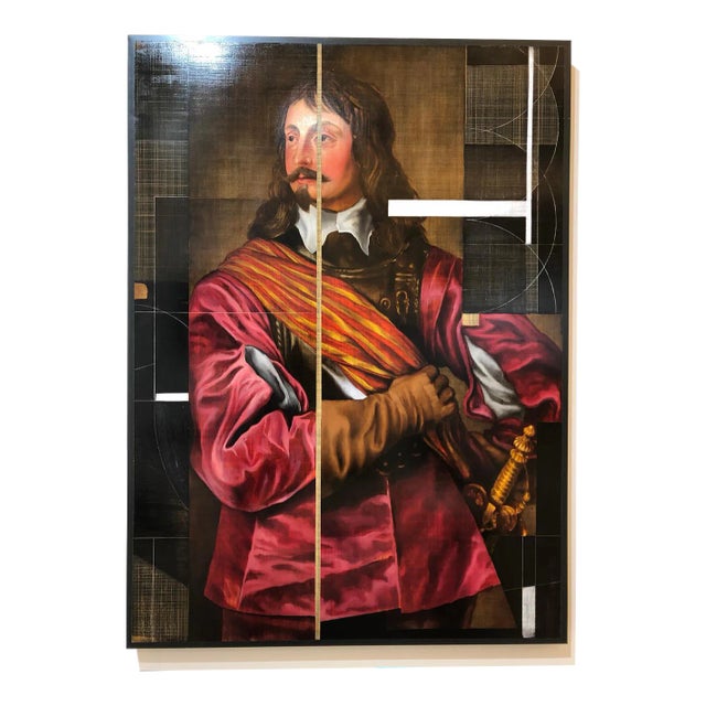 Sir John Mennes, Aristocratic Portrait with a Modern Approach, Oil on Metal, 2014 For Sale