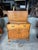 Vintage Chippendale style wooden flip-top bar cabinet or liquor server dry bar. It features a solid maple wood, flip top...