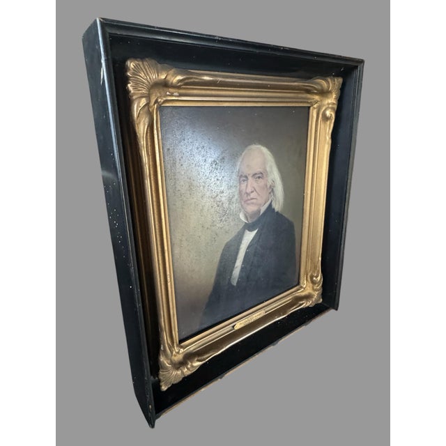 Antique 19th C Oil Portrait Painting Signed Victorian Gilt Shadow Box Frame Description: Striking antique 19th-century...