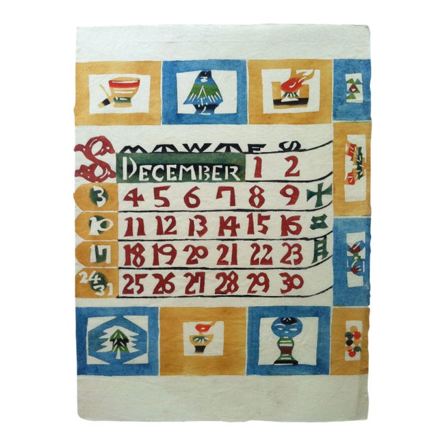 Mid-Century Japanese Stenciled Print - December For Sale