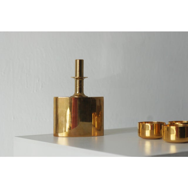 Gold-Plated Brass Set by Pierre Forssell for Skultuna, Sweden, 1970s, Set of 7 For Sale - Image 4 of 6