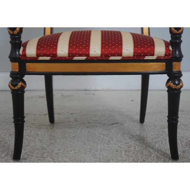 Pair of Ferguson Copeland Ebony & Gold Leaf Armchairs For Sale - Image 12 of 18