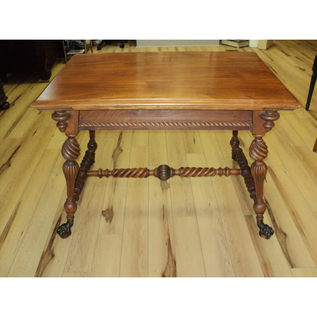 Late 19th Century Late 19th Century Mahogany Library Table Desk with Spiral Twist Legs For Sale - Image 5 of 5