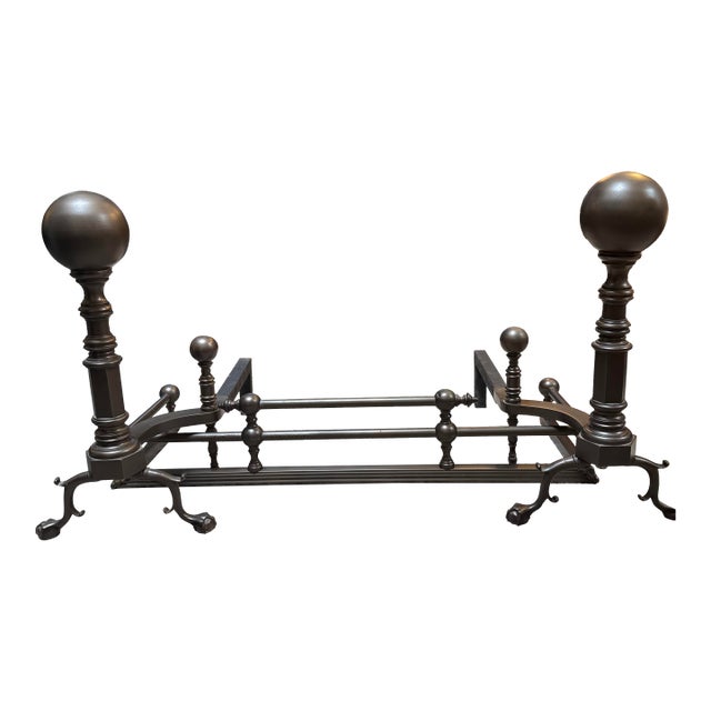 Fireplace Fender and Andirons, Set For Sale