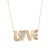 Distinct & beautifully detailed the contemporary 'Love' necklace is crafted in 14 karat yellow gold. Diamonds total an...