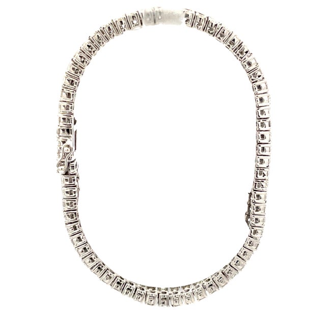 1950s 1950s 14k Gold 6.32 Carat Weight of Diamond & 10.35 CTW Blue Sapphire Tennis Bracelet For Sale - Image 5 of 8