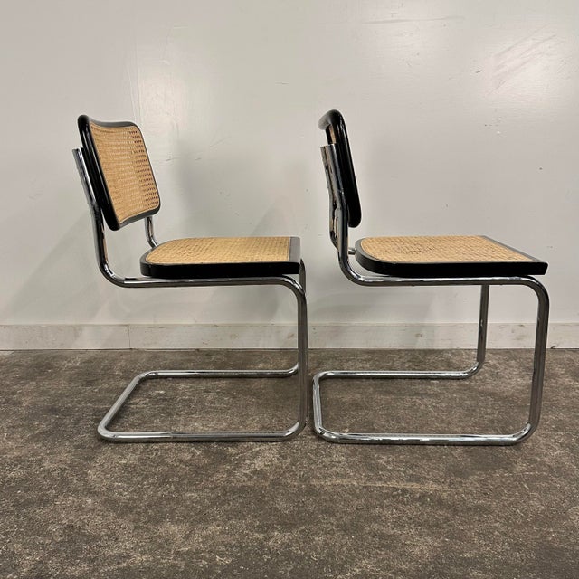 Mid-Century Modern Pair of Marcel Breuer Style Cesca Cantilever Dining Chairs For Sale - Image 3 of 12