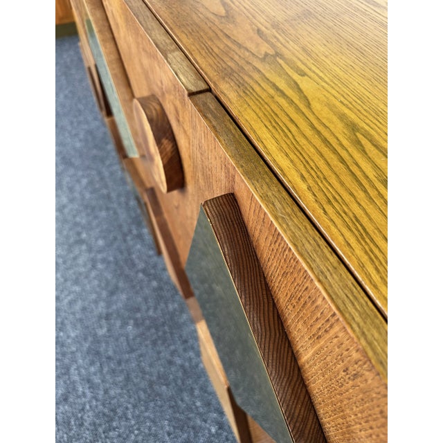 Contemporary Geometrical Wood and Brass Sideboard, Italy For Sale - Image 12 of 12