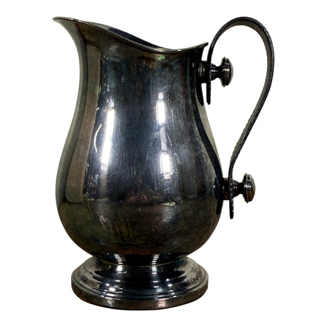 Vintage Plata Lappas Argentinian Silver Plate Water Pitcher W/ Leather Handle For Sale