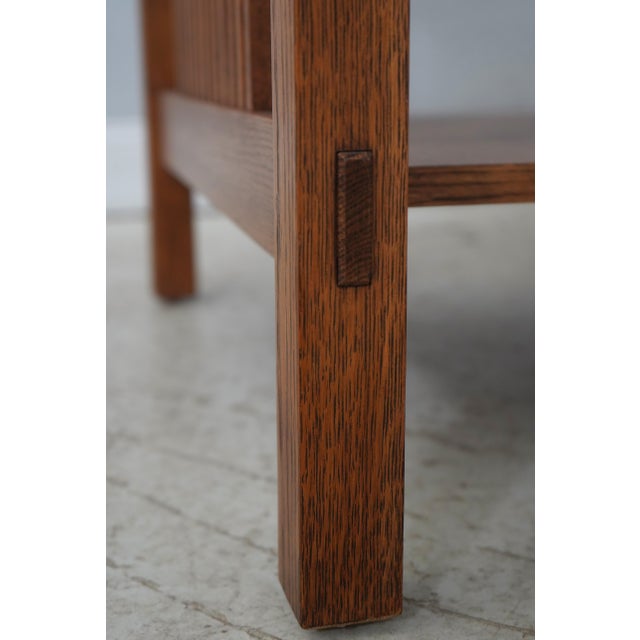 Wood Stickley Mission Oak Glass Top Lamp End Table For Sale - Image 7 of 13