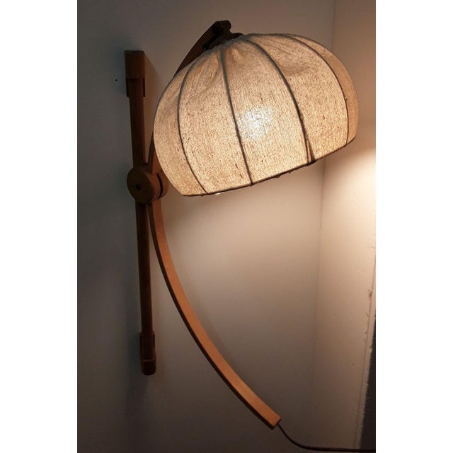 Light Oak Sconce with Beige Wool Shade, 1970s For Sale - Image 6 of 8