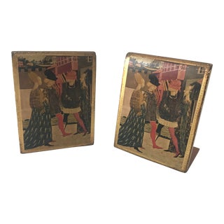 1960s Italian Florentine Gold Foldable Bookends Vintage-A Pair For Sale