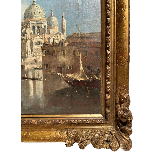 View of Venice with the Basilica of Santa Maria Della Salute, Oil on Canvas, 19th Century, Framed For Sale - Image 5 of 12