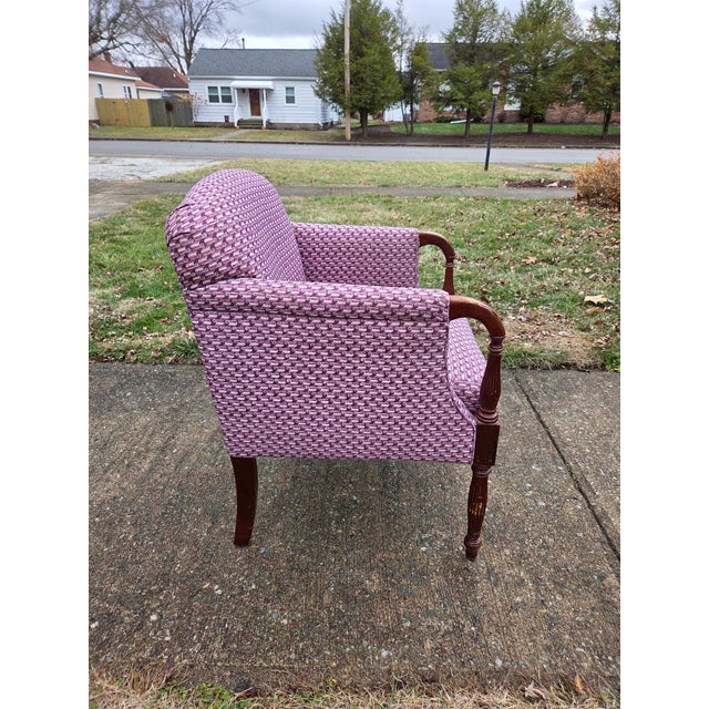 French Provincial Vintage American of Martinsville Armchair in 'Thistle' Fabric - Style 01019-925 For Sale - Image 3 of 11
