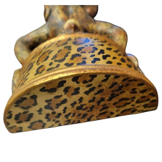 Traditional Vintage Rare Whimsical Monkey Leopard Wall Bracket Shelves- A Pair For Sale - Image 3 of 9