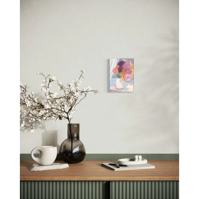 An original painting of dahlias in a vase, studied from life. Details: "September Dahlias" •oil on canvas •unframed, ready...