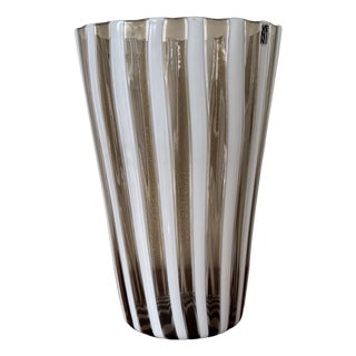 Venini Murano Glass Vase in Black and White, 1980s For Sale