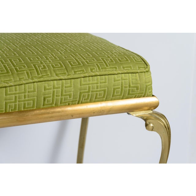 1950s Mid-Century Italian Chiavari Solid Brass Side Chair With Green Cushion For Sale - Image 4 of 12