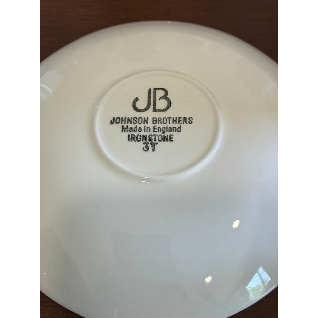 Vintage Johnson Brothers Tivoli White Cups & Saucers — Set of 28 For Sale - Image 10 of 11