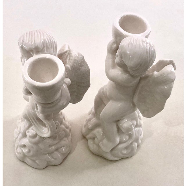 1960s Italian Putti Porcelain Candlesticks a Pair For Sale In New York - Image 6 of 7