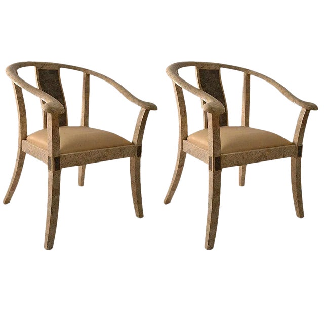Tessellated Stone Asia Modern Chairs - a Pair For Sale