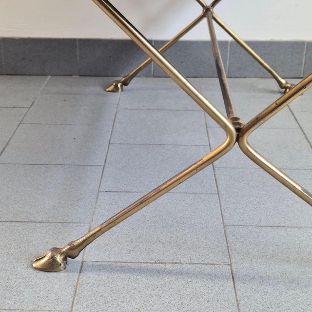 Vintage Coffee Table in Bronze and Glass with Goats Feet from Maison Jansen, 1970s For Sale - Image 11 of 15