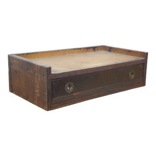 Antique Wooden Desk Drawer W Gallery Top & Brass Hardware 22" For Sale
