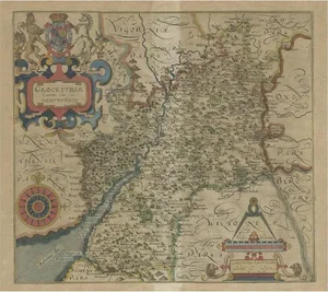 Antique Map of Gloucestershire by Camden, 1607