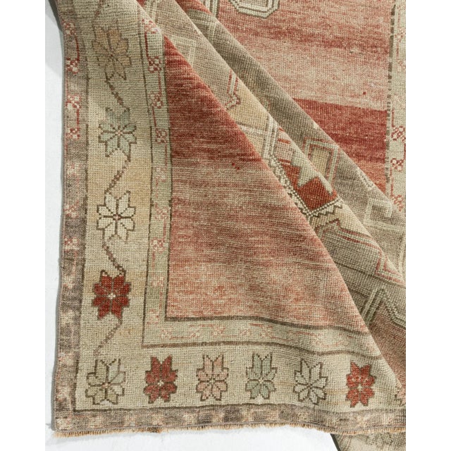 Vintage Circa 1940 Turkish Oushak Hand Knotted Wool Runner, Terracotta, 5'1 X 11'9 For Sale - Image 11 of 12