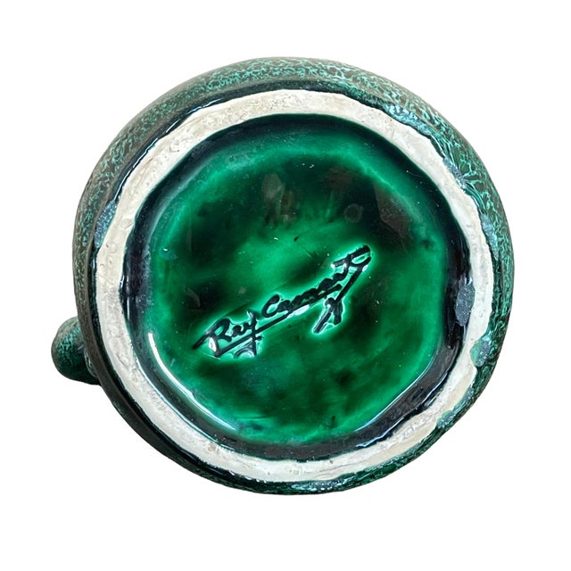 1950s 1950s Mid-Century Modern Ray Camart Vallauris Emerald Green Double-Bulb Pitcher For Sale - Image 5 of 8