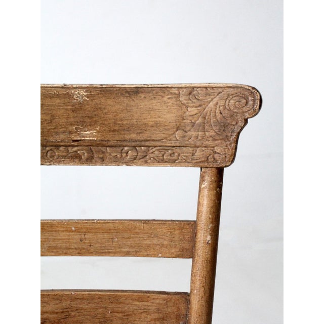 American Antique Painted Country Ladder Back Chair For Sale - Image 3 of 16