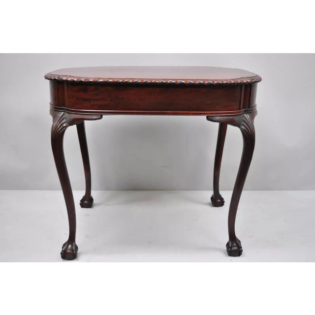Chippendale Antique Chippendale Style Rope Carved Mahogany Ball and Claw Parlor Side Table For Sale - Image 3 of 10