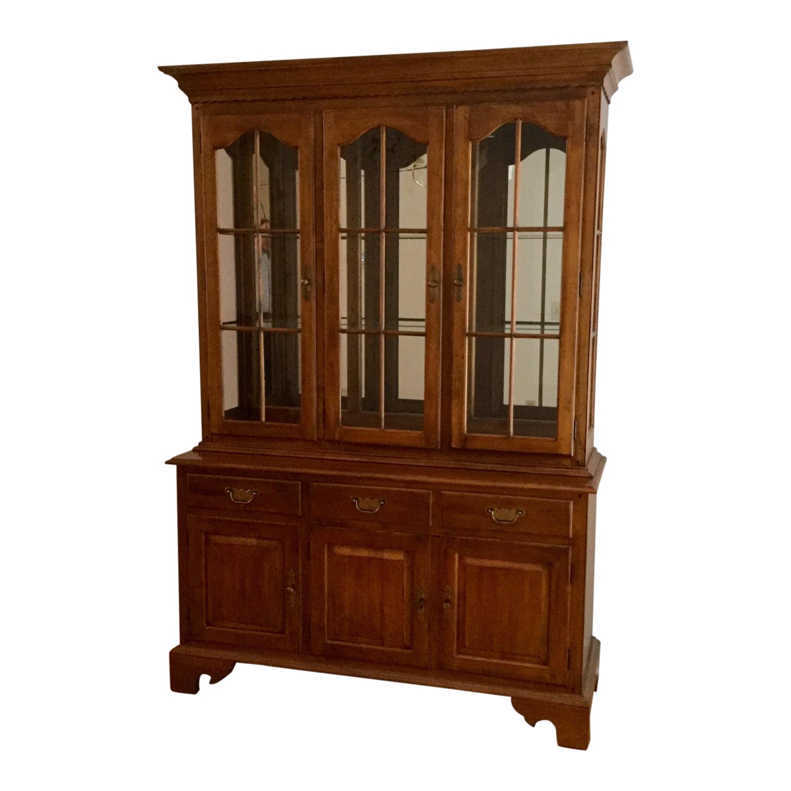 Ethan Allen "Circa 1776" Collection Maple Buffet China Hutch Chairish