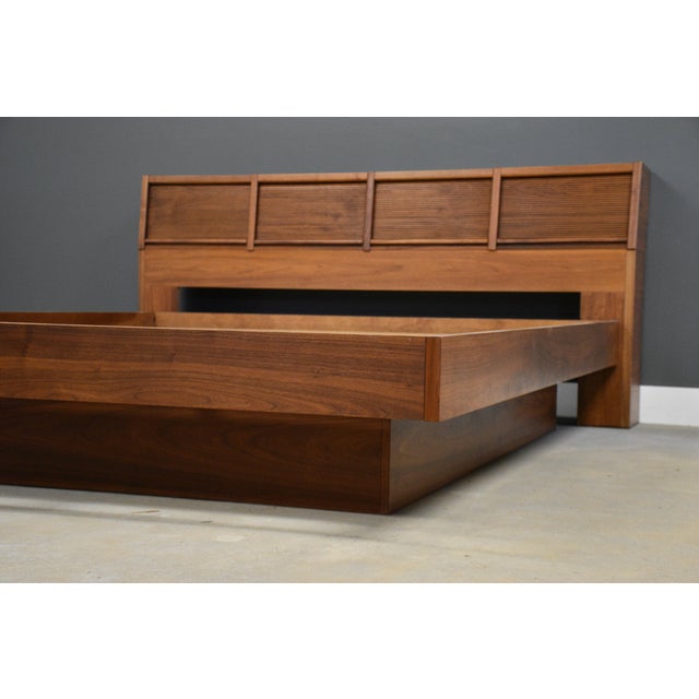 1960s Walnut King Platform Bed by Barzilay For Sale - Image 5 of 12