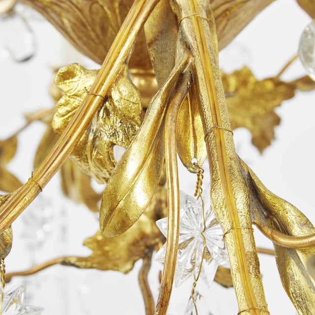 Antique French Gilt Chandelier with Crystals For Sale - Image 4 of 12