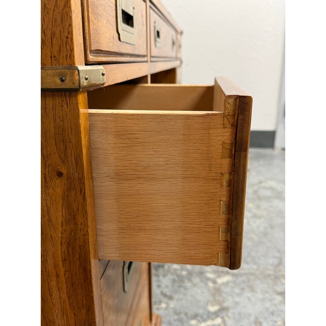 National Mt. Airy Campaign Oak Desk, Vintage For Sale - Image 11 of 12