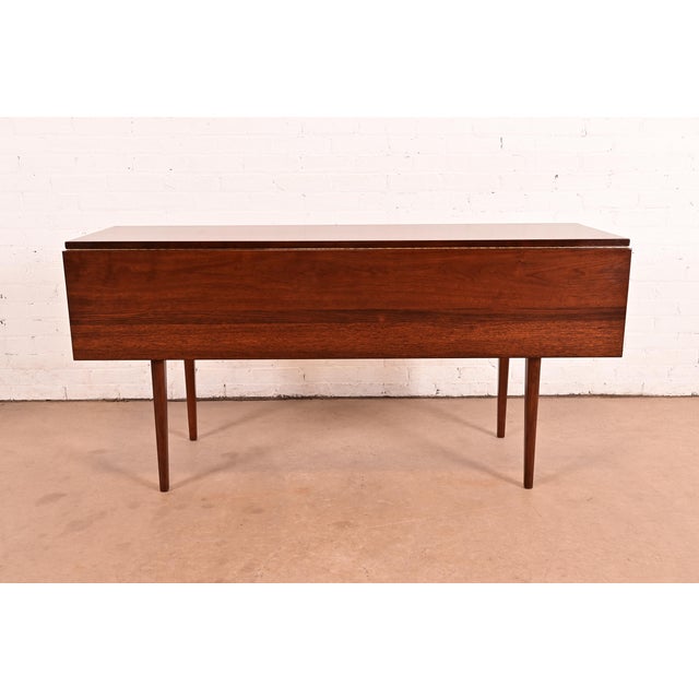 Wood Jack Cartwright for Founders Mid-Century Modern Walnut Drop-Leaf Harvest Dining Table, Newly Refinished For Sale - Image 7 of 14